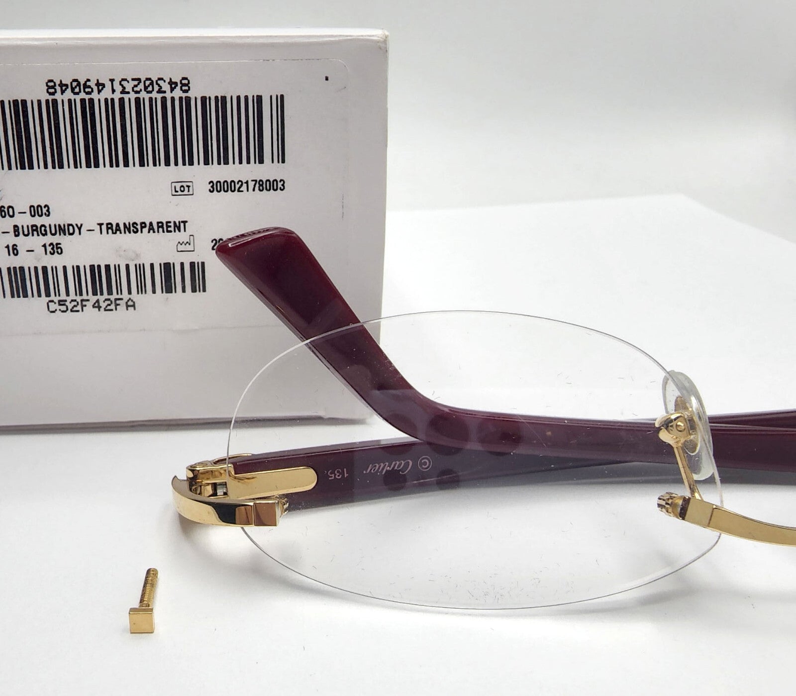 Authentic Cartier Square Screw Caps Gold w/ Washers for Eyeglasses Small