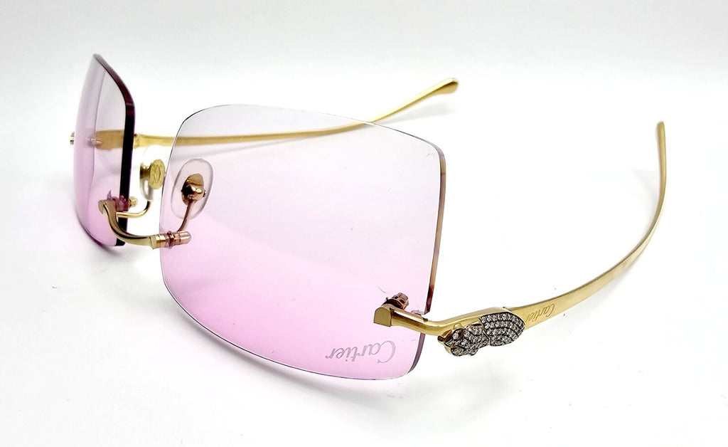 Cartier Rimless Custom Diamond Gold Sunglasses