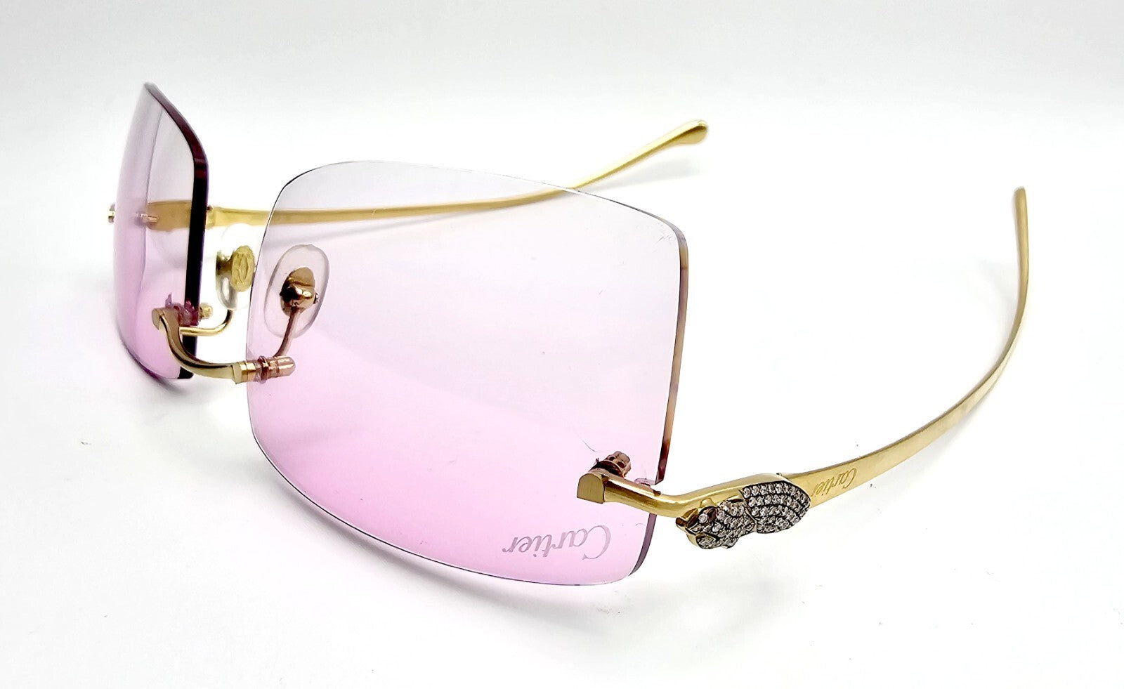 Cartier Rimless Custom Diamond Gold Sunglasses
