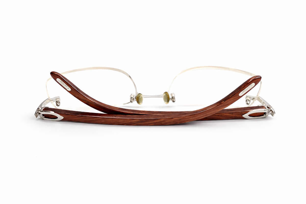 Luxury Vintage Cartier Bubinga Wood Eyewear – Authentic – Made in France