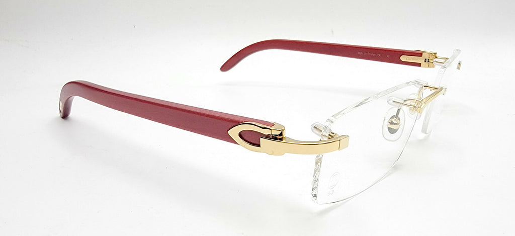 NEW! Cartier Red Wood Gold Glasses CT00520