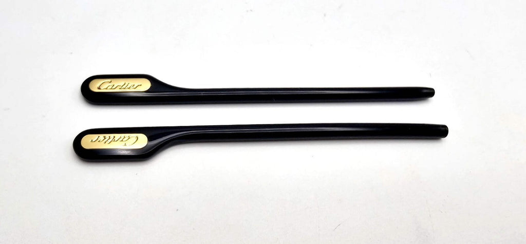 Authentic Cartier Gold/Black Temple Tips Replacement (1 Pair / 2 Pieces)